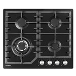 Comfee 60cm Gas Cooktop 4 Burners Kitchen Gas Hob Trivets Stove Cook Top Black, NG LPG