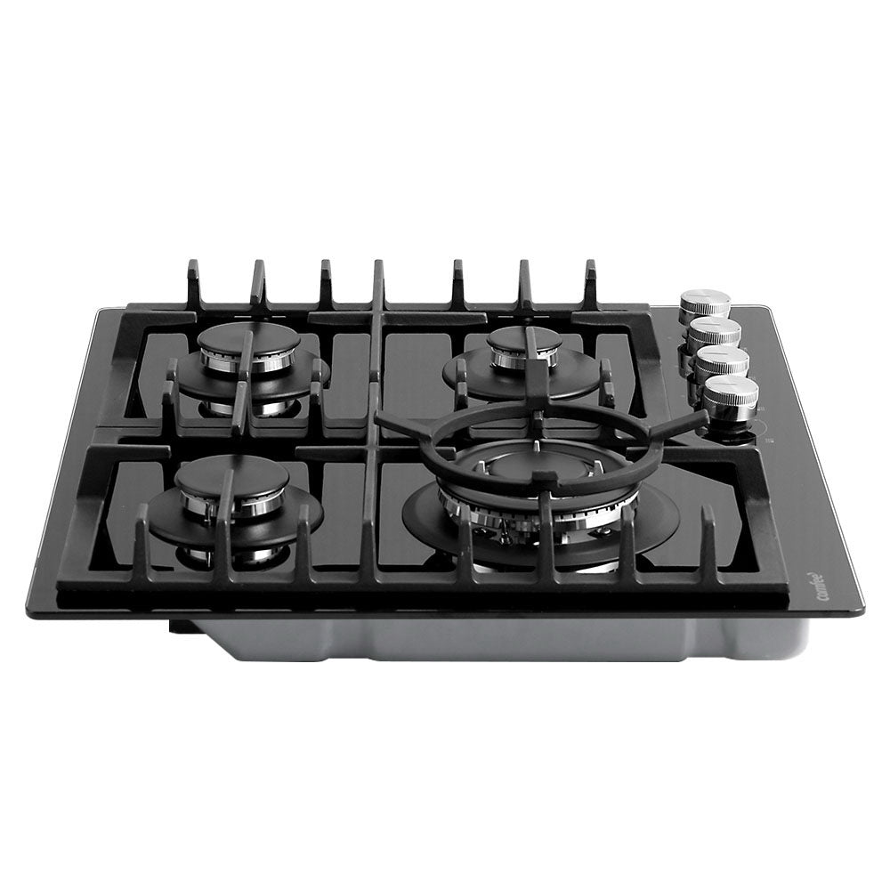 Comfee 60cm Gas Cooktop 4 Burners Kitchen Gas Hob Trivets Stove Cook Top Black, NG LPG