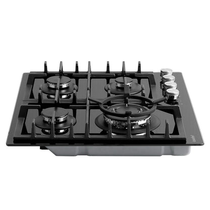 Comfee 60cm Gas Cooktop 4 Burners Kitchen Gas Hob Trivets Stove Cook Top Black, NG LPG