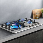 60Cm Gas Cooktop Stainless Steel 4 Burners Kitchen Stove Cook Top Ng Lpg