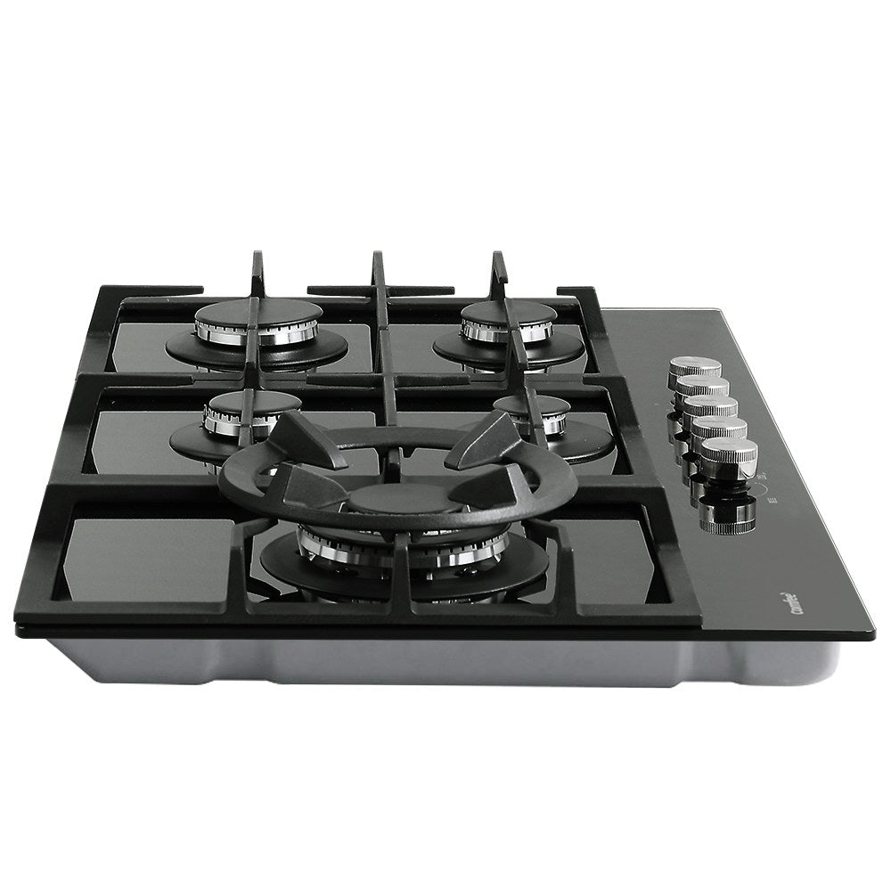 Comfee 90cm Gas Cooktop 5 Burner Kitchen Gas Hob Cook Top Trivets Stove NG LPG, Black