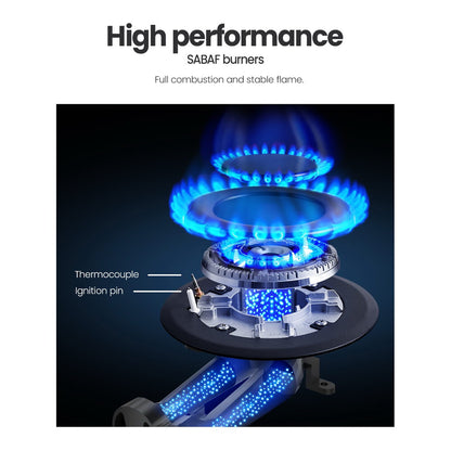 Comfee 90cm Gas Cooktop 5 Burner Kitchen Gas Hob Cook Top Trivets Stove NG LPG, Black