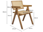 Compact 4x Dining Chair Solid Wood Rattan  Space-Saving Design