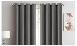 2x Charcoal Blockout Curtain Set Triple Layer Eyelet Window 180x230cm