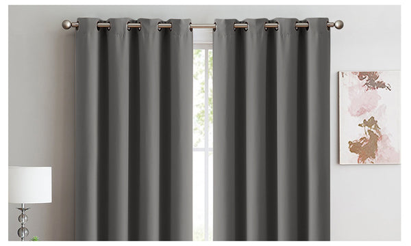  2x Charcoal Blockout Curtain Set Triple Layer Eyelet Window 240x230cm
