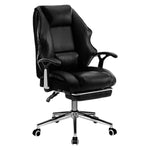 Leather High Back Reclining Executive Office Chair w/ Stool Black