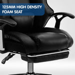 Leather High Back Reclining Executive Office Chair w/ Stool Black