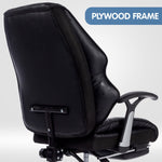 Leather High Back Reclining Executive Office Chair w/ Stool Black