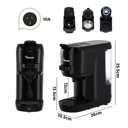 Capsule Coffee Machine 19 Bars 3-in-1 Nespresso Cafe Maker Milk White