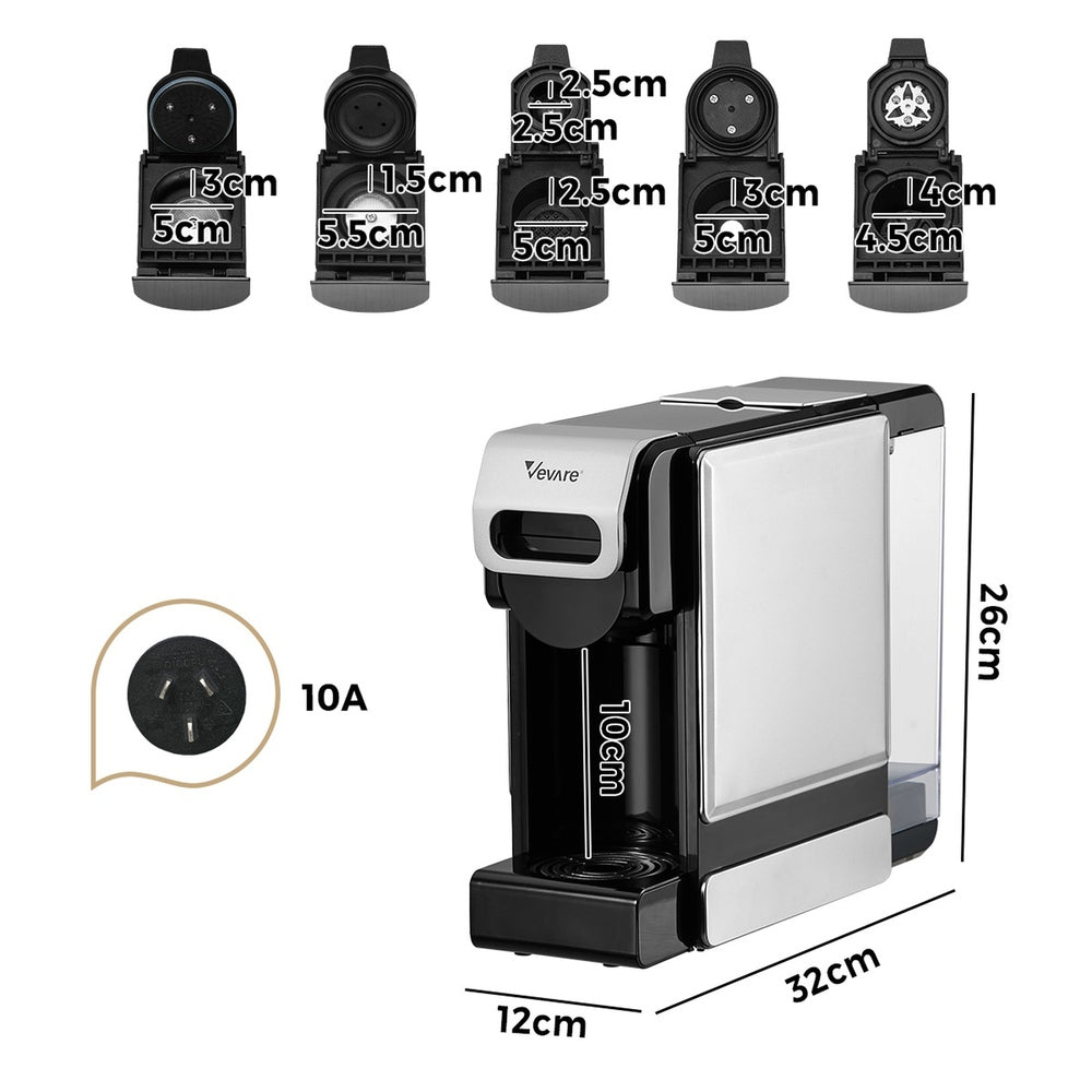 Capsule Coffee Machine 5 in 1 19Bar Nespresso Pod And K-Cup Maker
