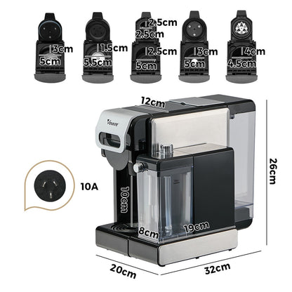 Capsule Coffee Machine 5 in 1 With Milk Frother Nespresso Pod Maker