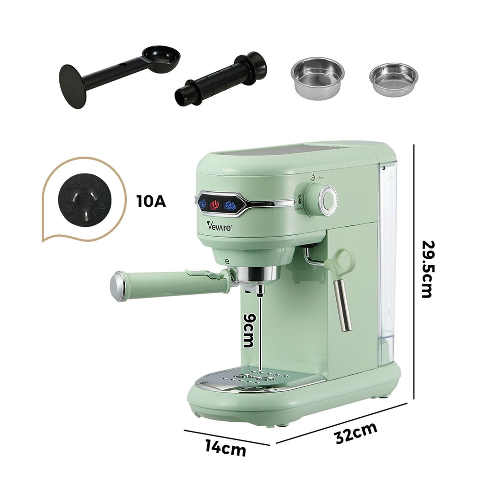 Coffee Machine Latte Cappuccino Maker 19 Bar With Milk Frother Mint