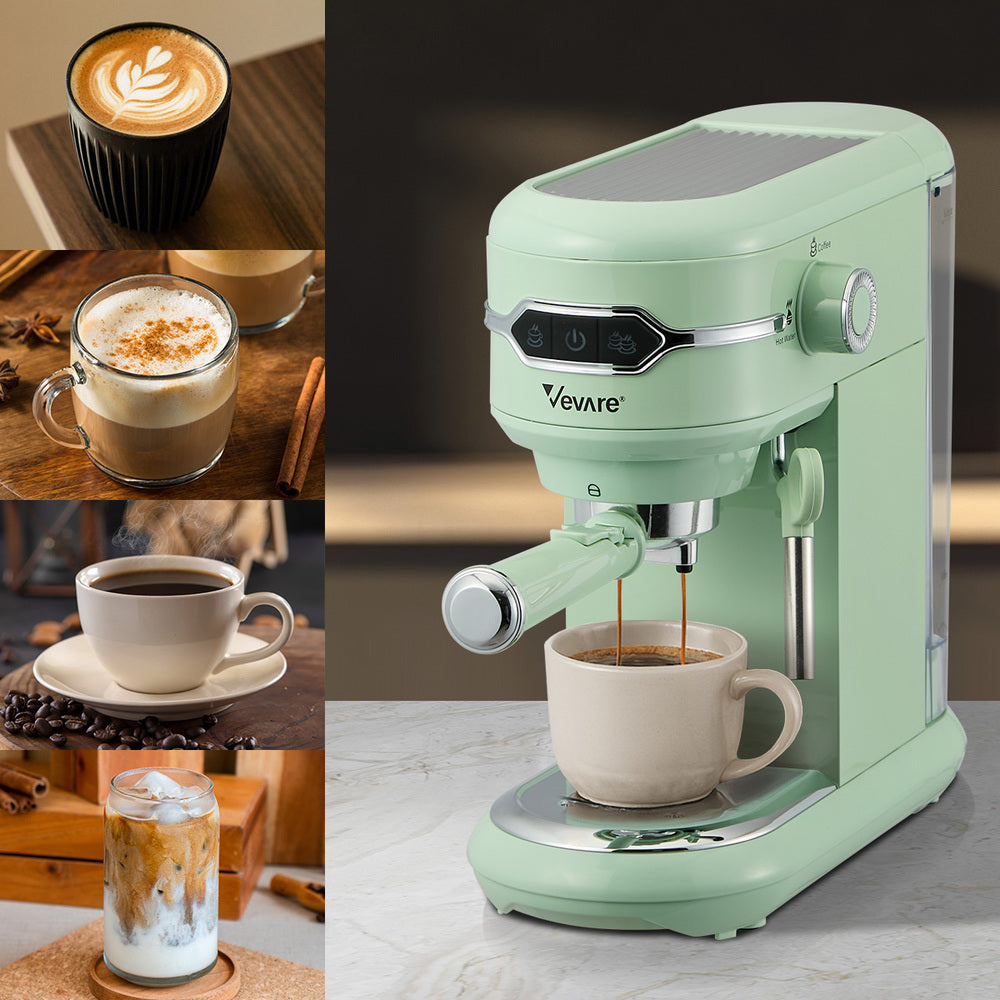 Coffee Machine Latte Cappuccino Maker 19 Bar With Milk Frother Mint
