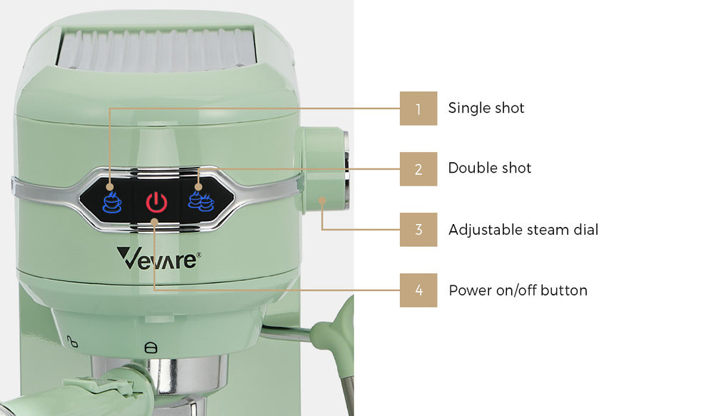 Coffee Machine Latte Cappuccino Maker 19 Bar With Milk Frother Mint