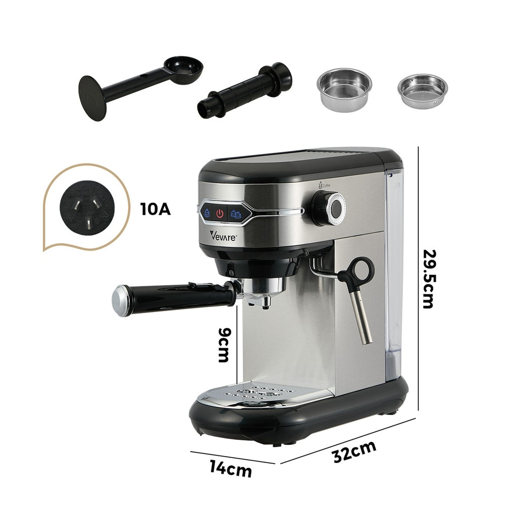 Coffee Machine Latte Cappuccino Maker 19 Bar With Milk Frother Mint