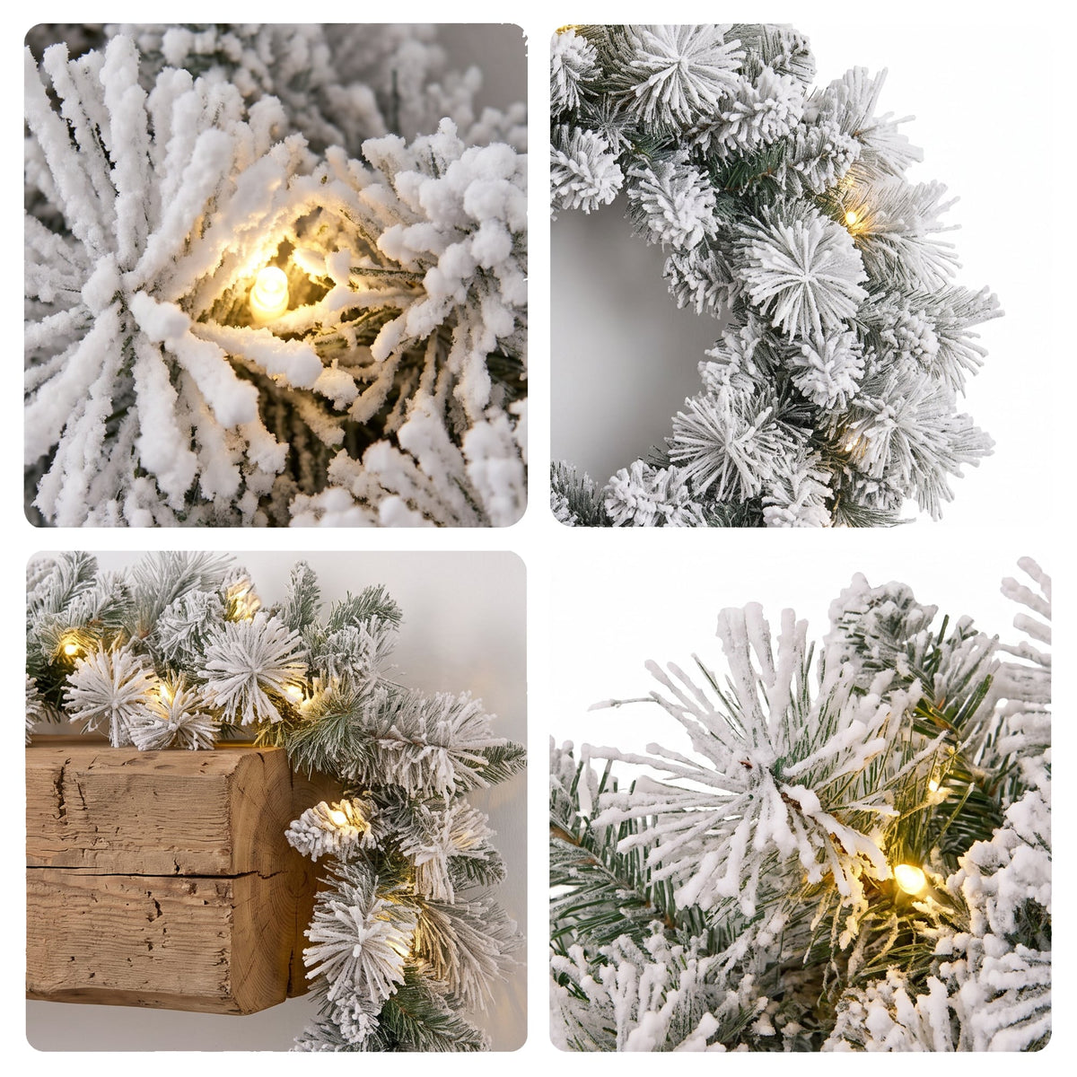 Christmas Tree Set Snow Flocked