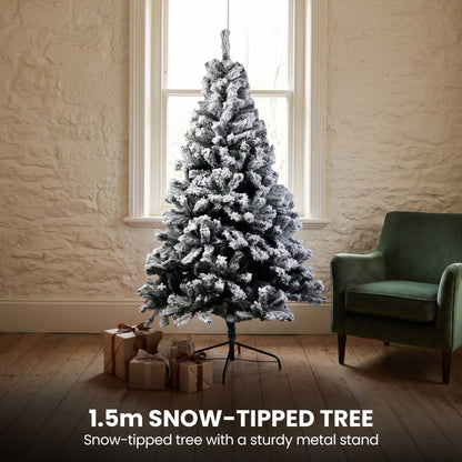 Christmas Tree Set Snow Flocked