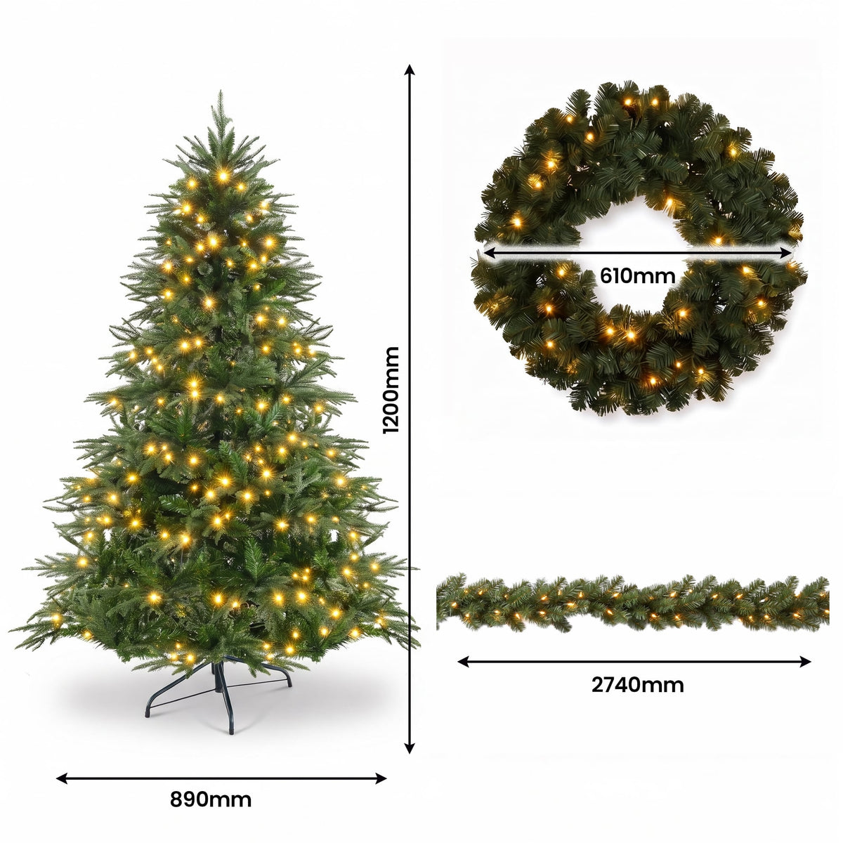 Christmas Tree Set White LED Lights