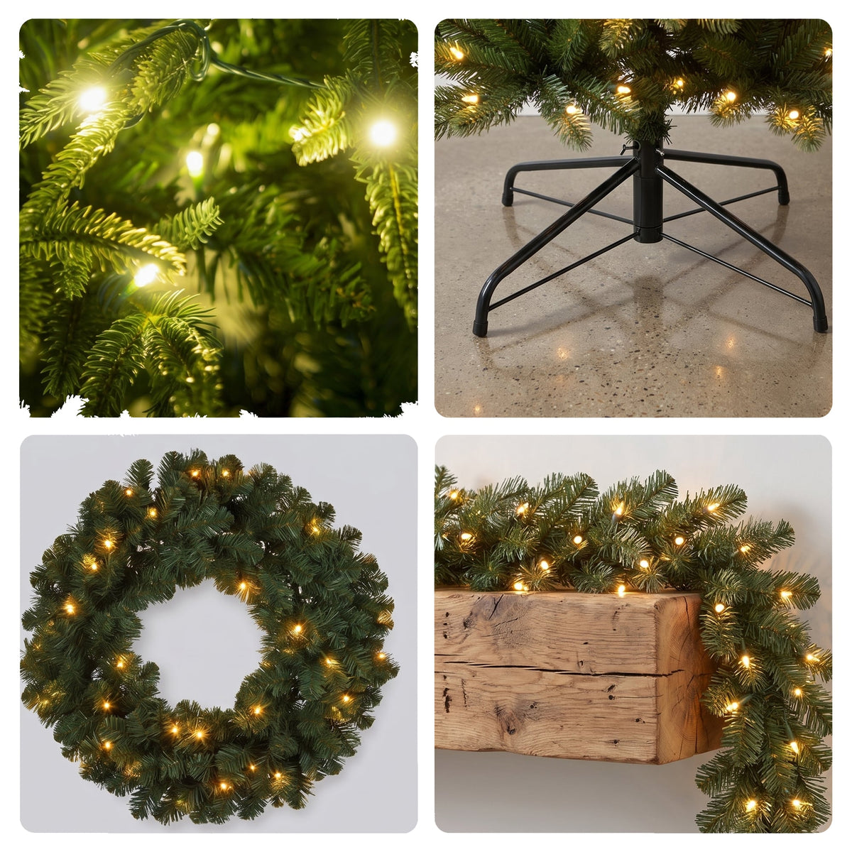 Christmas Tree Set White LED Lights
