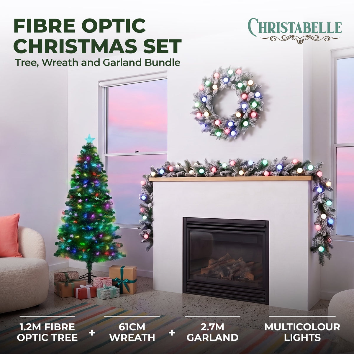 Fibre Optic Christmas Tree White 68x14x15cm