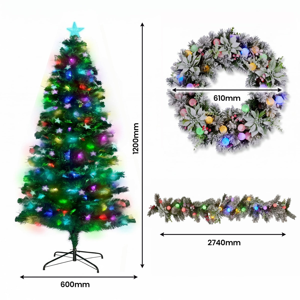 Fibre Optic Christmas Tree White 68x14x15cm