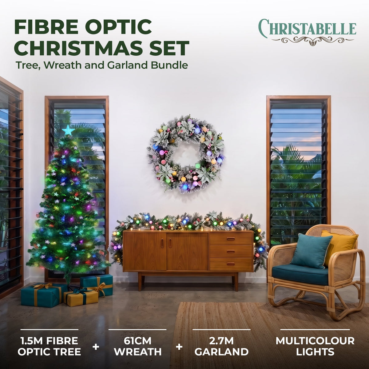 Fibre Optic Christmas Tree White 78x16x18cm