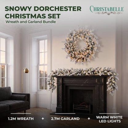 Christmas Wreath Set Large Snowy