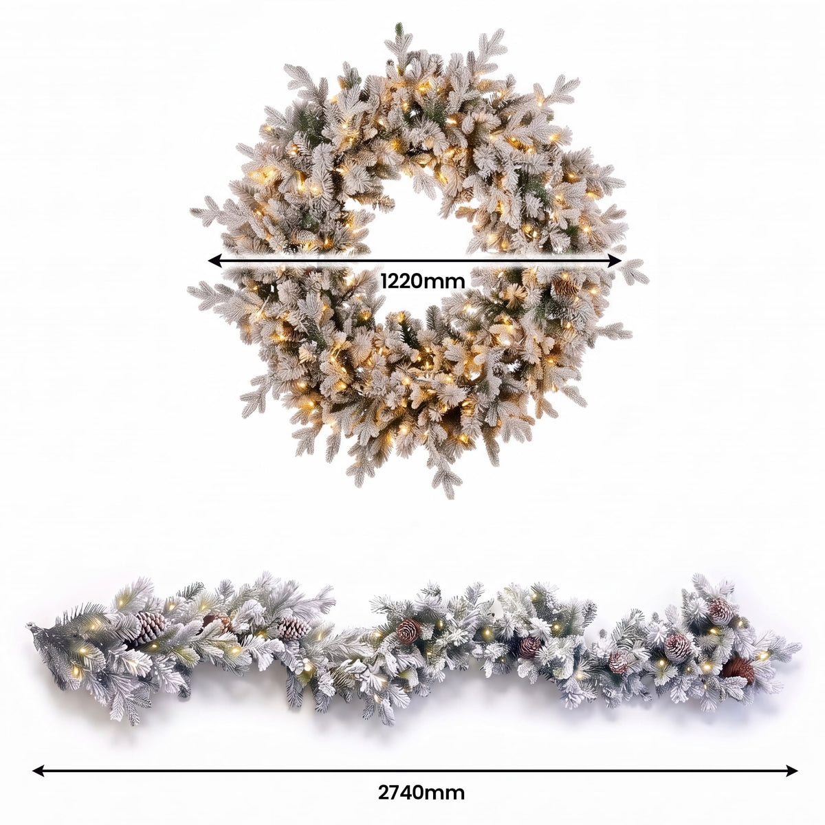 Christmas Wreath Set Large Snowy
