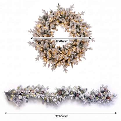 Christmas Wreath Set Large Snowy
