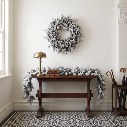 Christmas Wreath Set Large Snowy