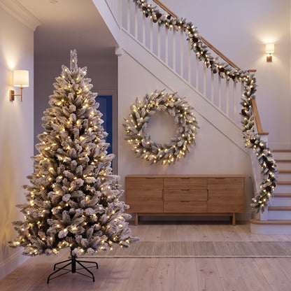 Pre Lit Christmas Tree Flocked