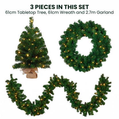 Green Christmas 3pc Set Steel