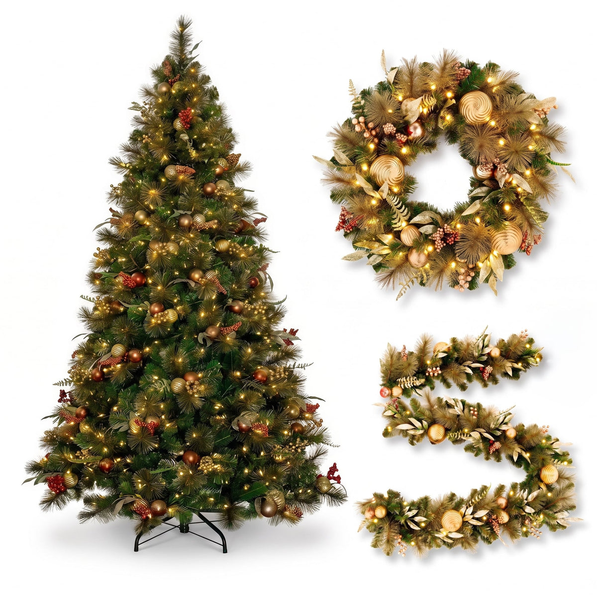 Deluxe Pre Lit Christmas Tree Set