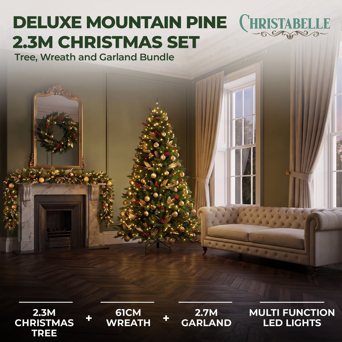 Deluxe Pre Lit Christmas Tree Set