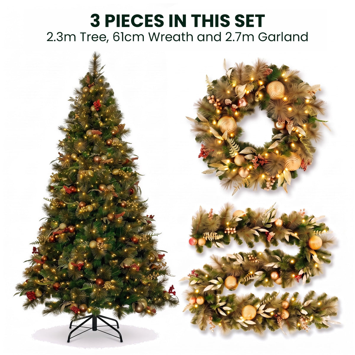 Deluxe Pre Lit Christmas Tree Set
