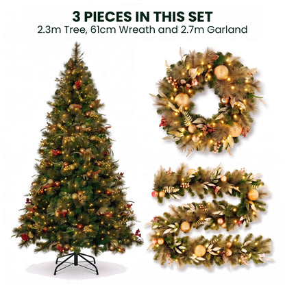 Deluxe Pre Lit Christmas Tree Set