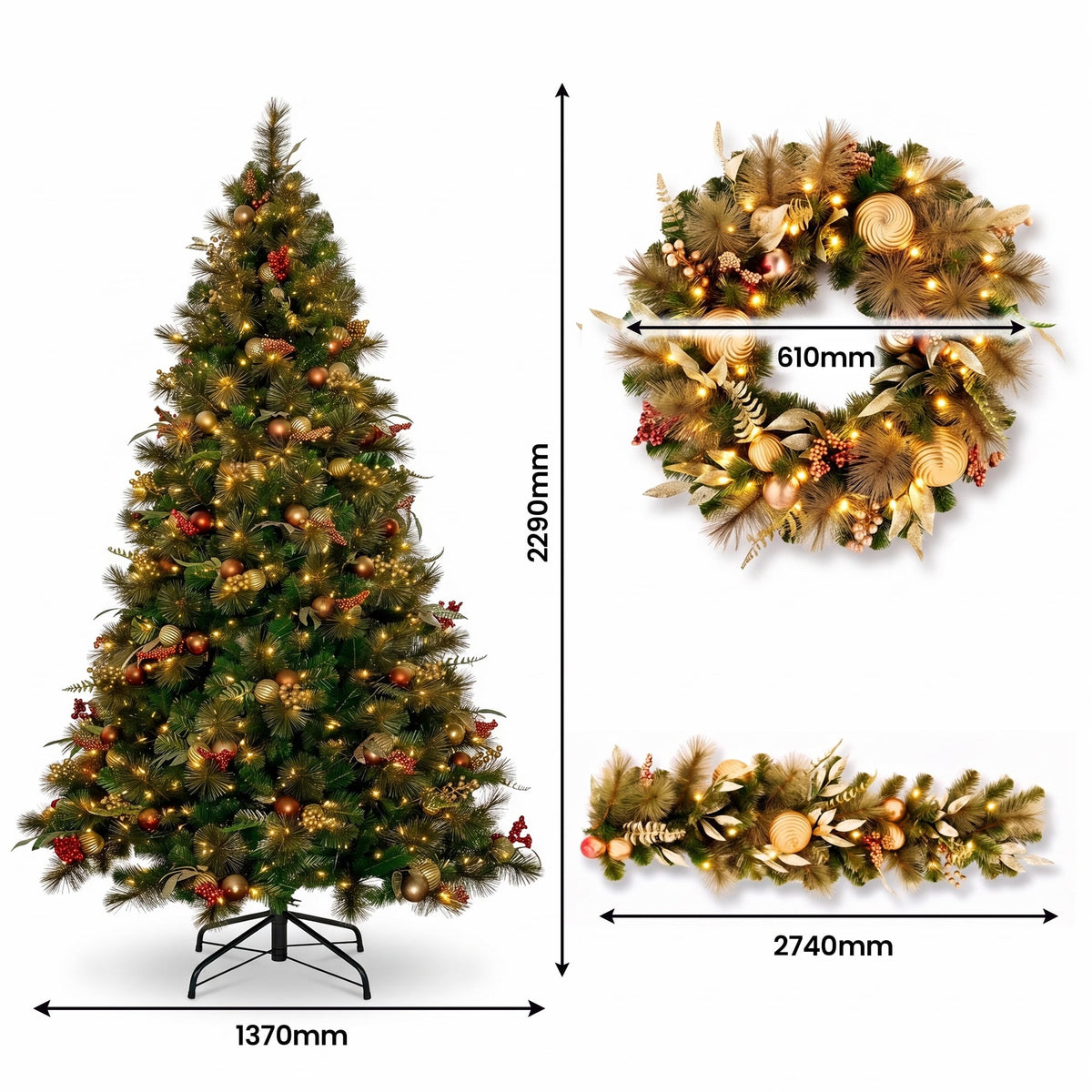 Deluxe Pre Lit Christmas Tree Set