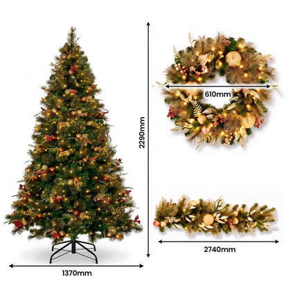 Deluxe Pre Lit Christmas Tree Set