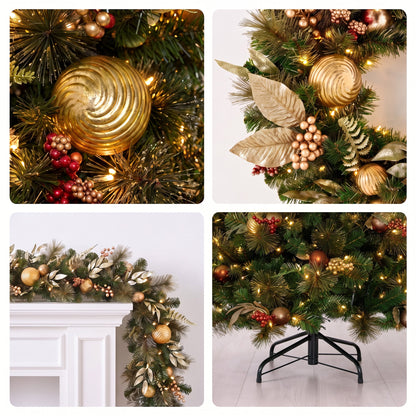 Deluxe Pre Lit Christmas Tree Set