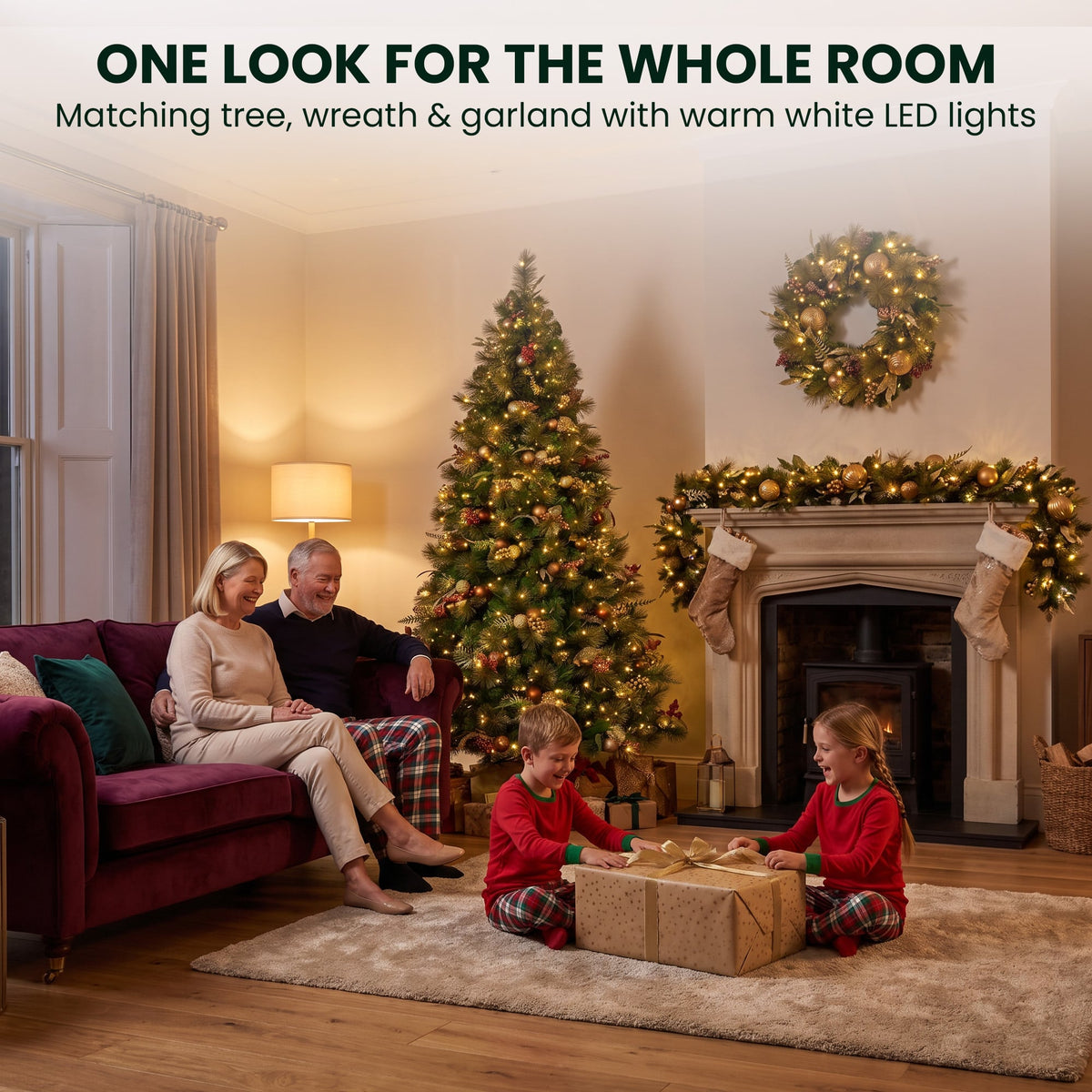 Deluxe Pre Lit Christmas Tree Set