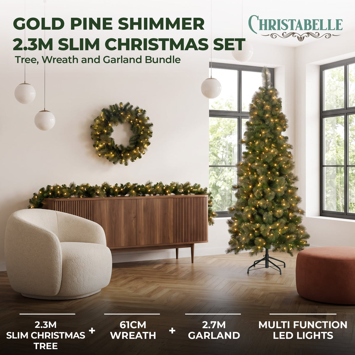Gold Christmas Tree Set Slim