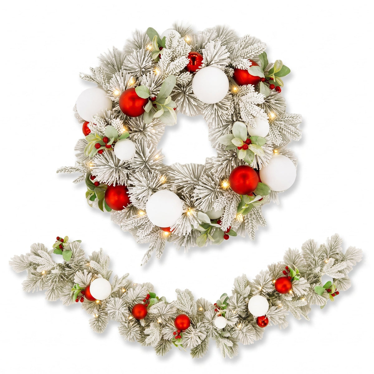 Snowy Wreath Garland Set