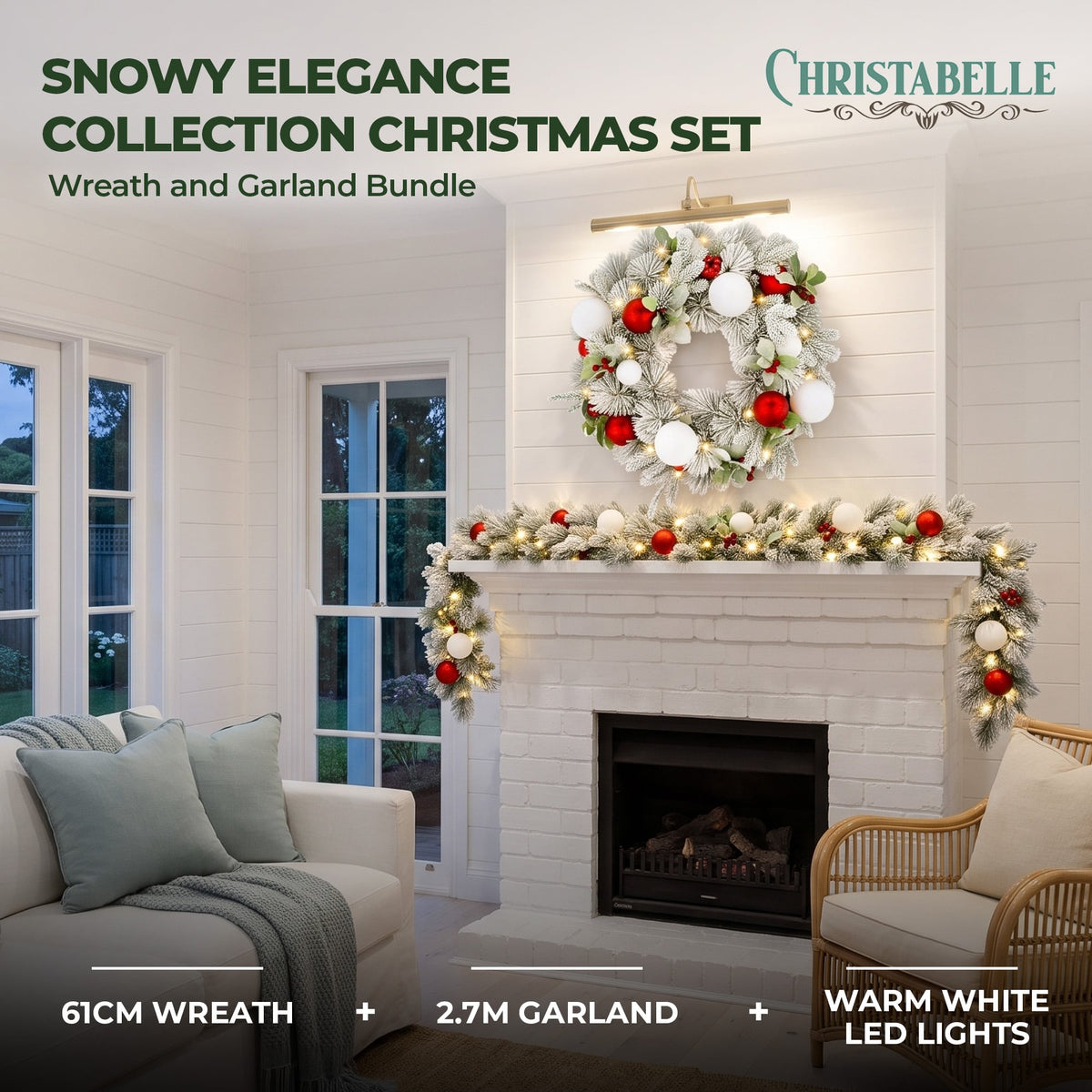 Snowy Wreath Garland Set