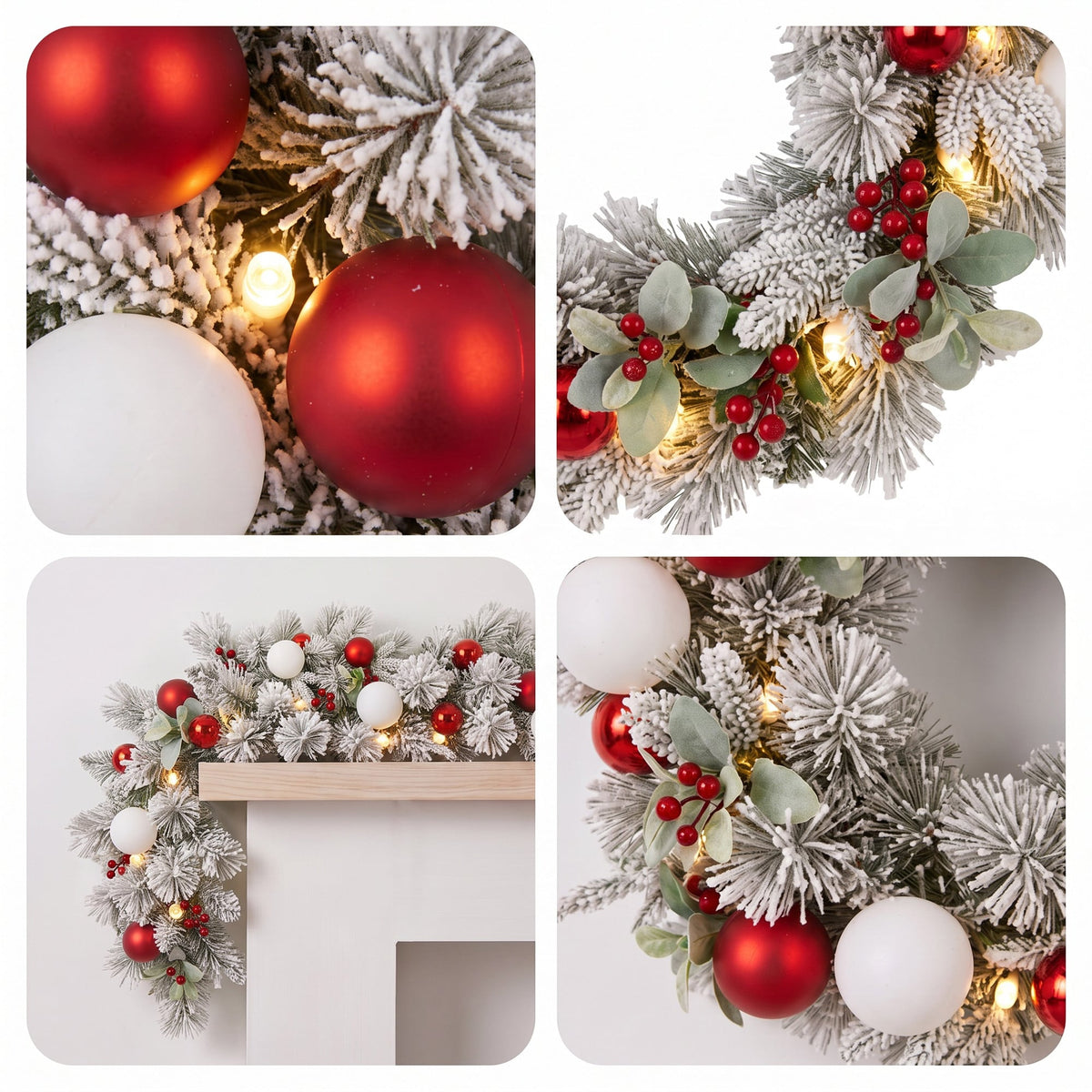 Snowy Wreath Garland Set