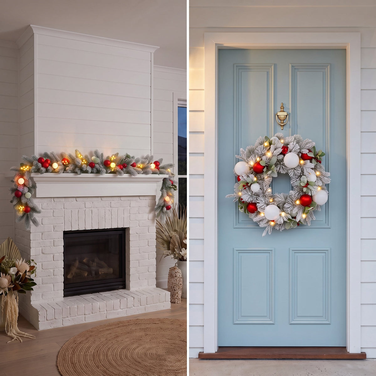Snowy Wreath Garland Set
