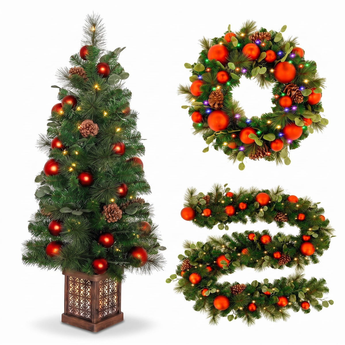 Christmas 3pc Set Potted Tree
