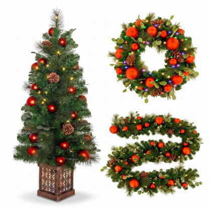Christmas 3pc Set Potted Tree