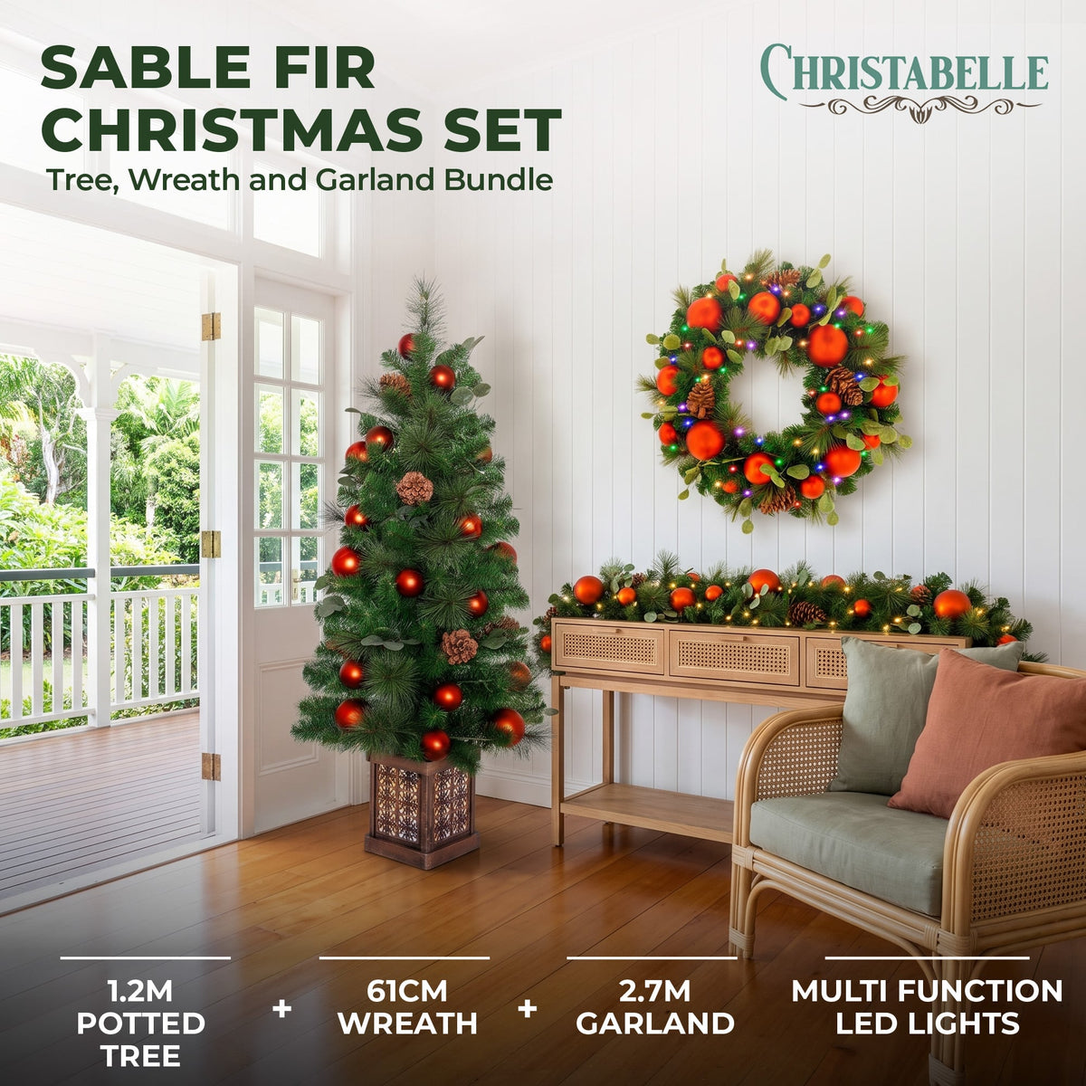 Christmas 3pc Set Potted Tree