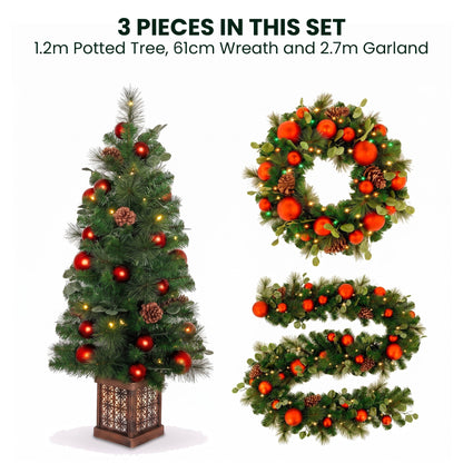 Christmas 3pc Set Potted Tree