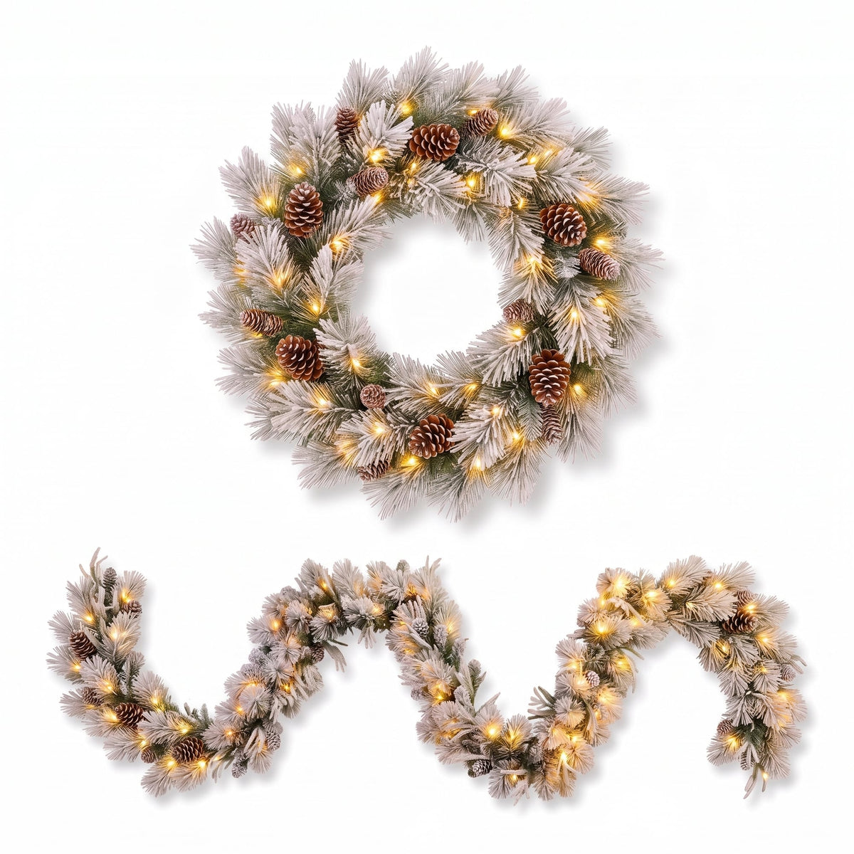 Alpine Snow Wreath Pre Lit